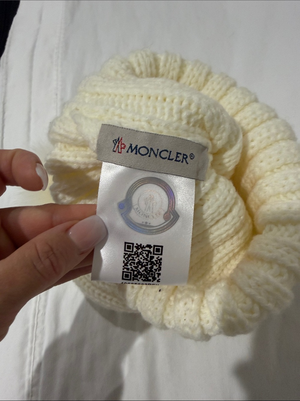 Cream Knit Pom-Pom Beanie - Picture 3 of 3